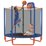 Alpha Mini Series Trampoline with Basketball Hoop Blue