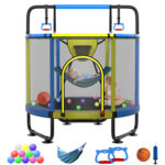 Delta Series Trampoline with Basketball Hoop, Swing and Adjustable Gymnastics Bar	Yellow